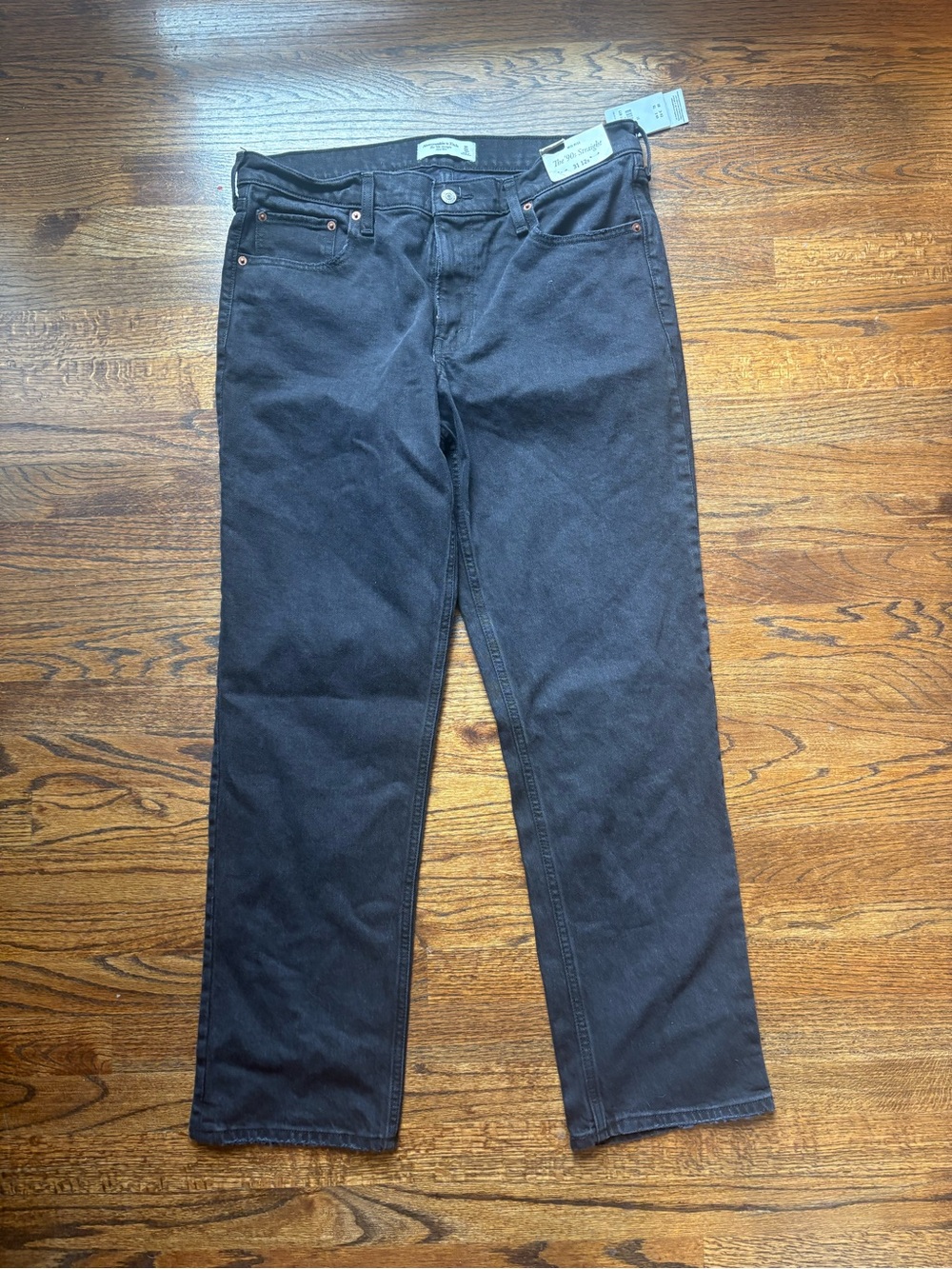 Women's Abercrombie and fitch the 90's straight mid rise black was jeans NEW
